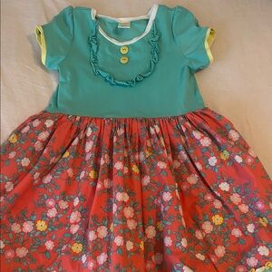 Wildflowers Floral Teal and Red Kids Dress- No. 10